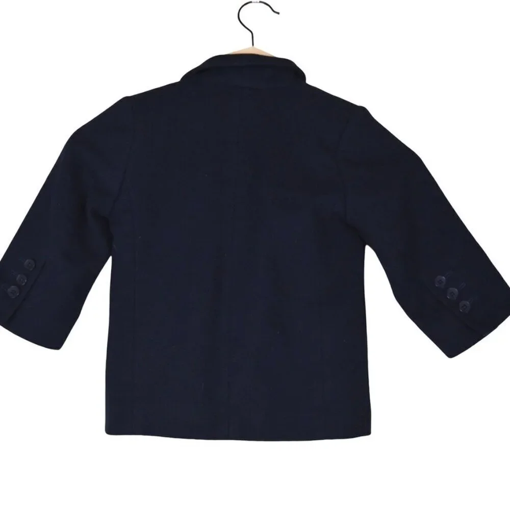 GAP Navy Wool Cashmere Blend Blazer XXS 3/4 Classic Prep Kidswear